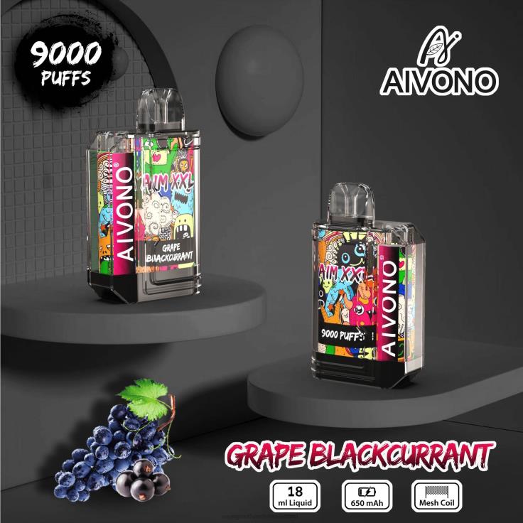 Aivono AIM XXL 9000 mondsticker transparant druif zwarte bes - TZFB456 Vape Amsterdam