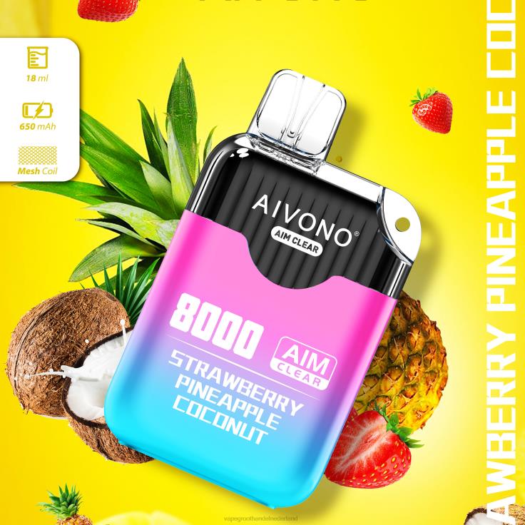Aivono AIM CLEAR 8000 aardbei ananas kokosnoot - TZFB4207 Vape Nederland
