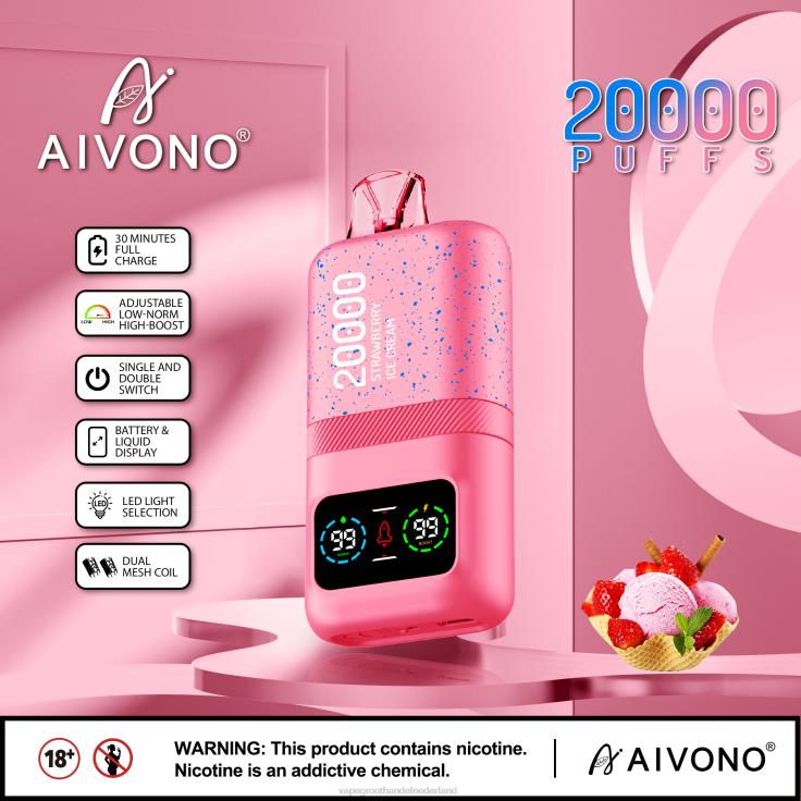 Aivono AIM magic 20000 aardbeienijs - TZFB480 Vape Amsterdam