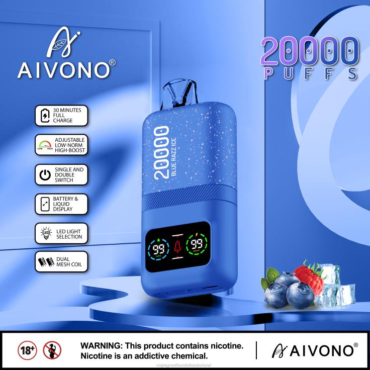 Aivono AIM magic 20000 blauw razz-ijs - TZFB479 Vape Nederland