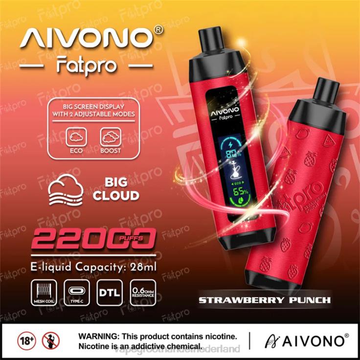 Aivono Fatpro 22000 Aardbeien punch - TZFB48 Vape Amsterdam