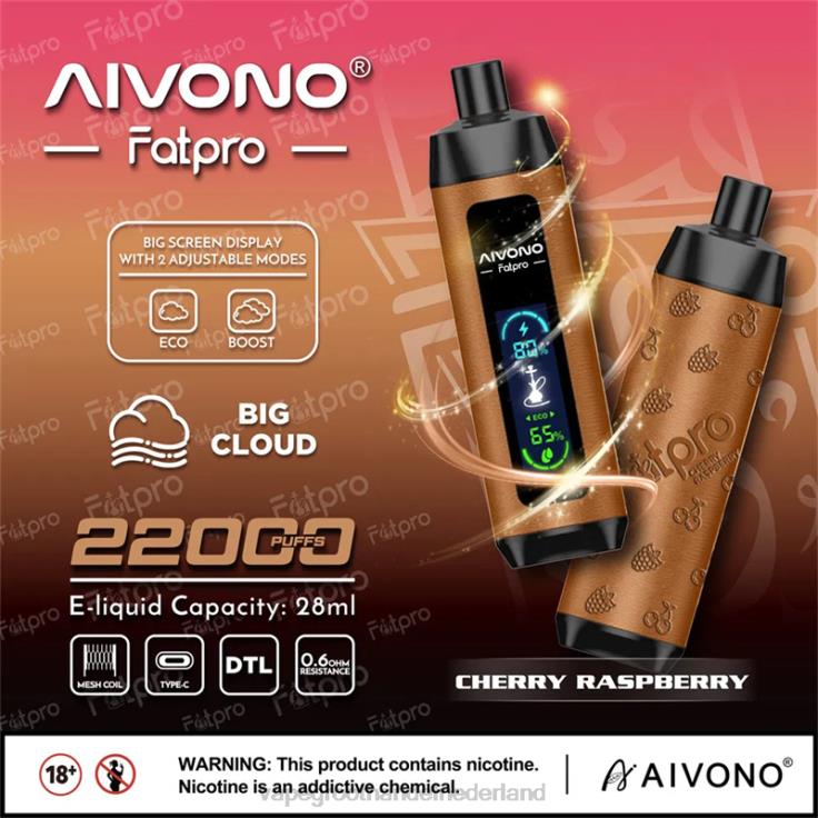 Aivono Fatpro 22000 kersen framboos - TZFB44 Vape Bestseller