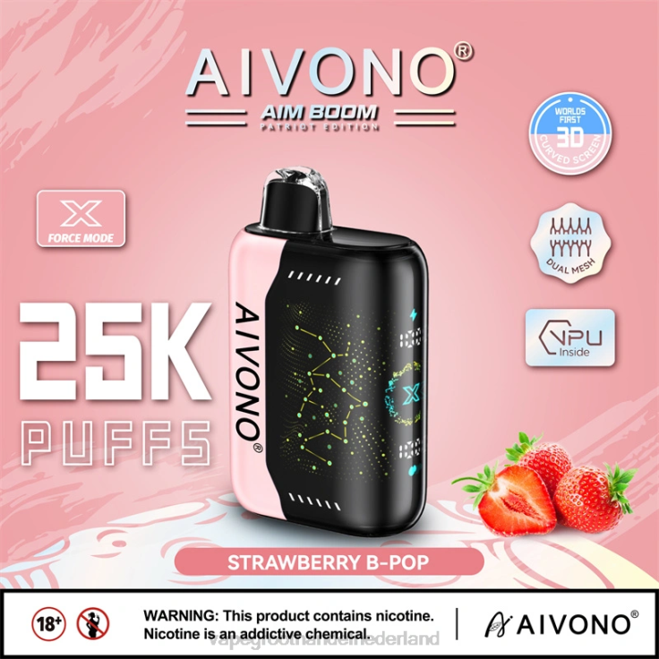 Aivono AIM BOOM 25000 aardbei b-pop - TZFB4352 Vape Amsterdam