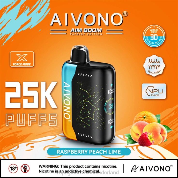 Aivono AIM BOOM 25000 frambozen perzik limoen - TZFB4350 Wegwerpbaar Vape