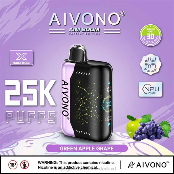 Aivono AIM BOOM 25000 groene appeldruif - TZFB4346 Vape Groothandel Amersfoort
