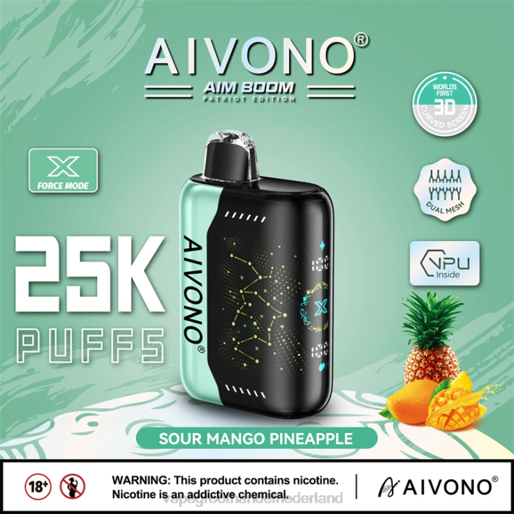 Aivono AIM BOOM 25000 zure mango-ananas - TZFB4351 Vape Nederland