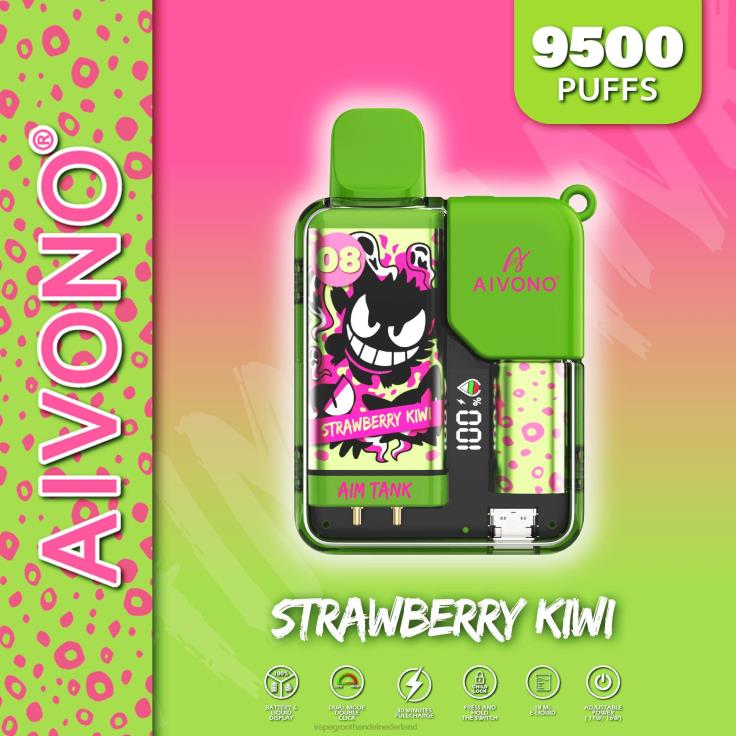 Aivono AIM TANK 9500 aardbei-kiwi - TZFB447 Vape Nederland