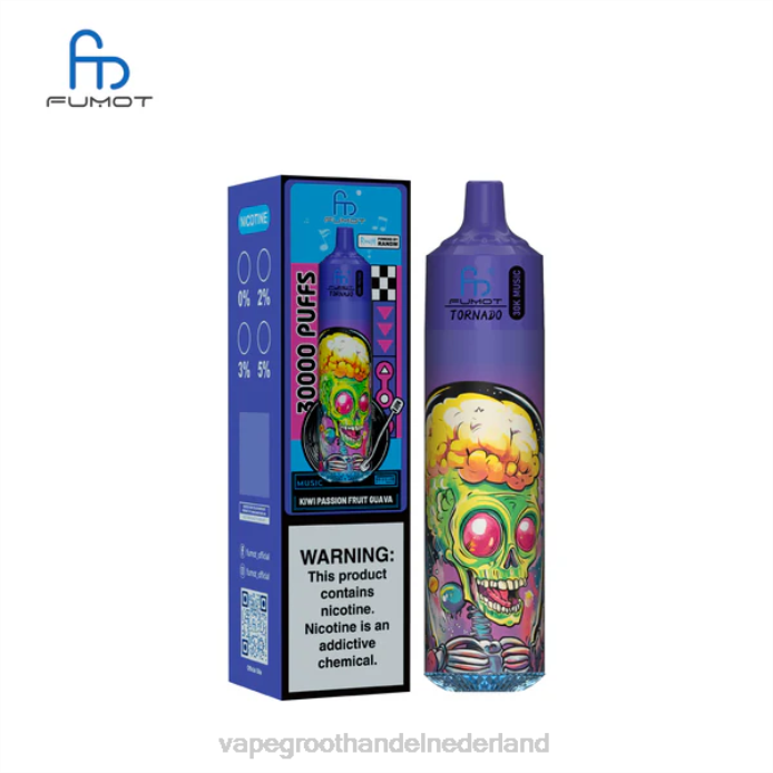 Pod Systeem Vape BJ2F14 kiwi-passievrucht-guave Fumot Tornado 30k muziek