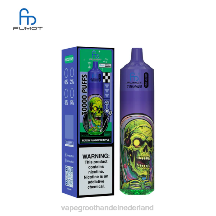 Pod Systeem Vape BJ2F21 perzikkleurige mango-ananas Fumot Tornado 30k muziek