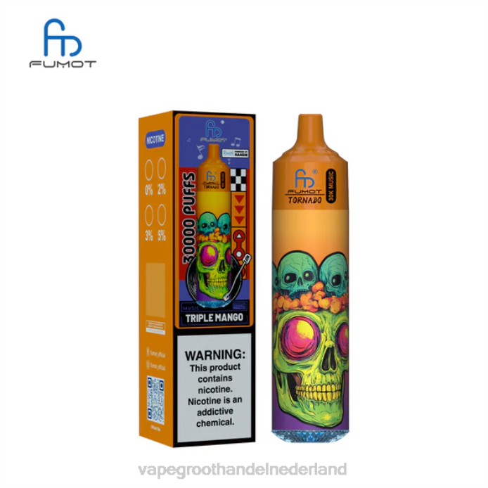 Vape Groothandel Nederland BJ2F29 drievoudige mango Fumot Tornado 30k muziek