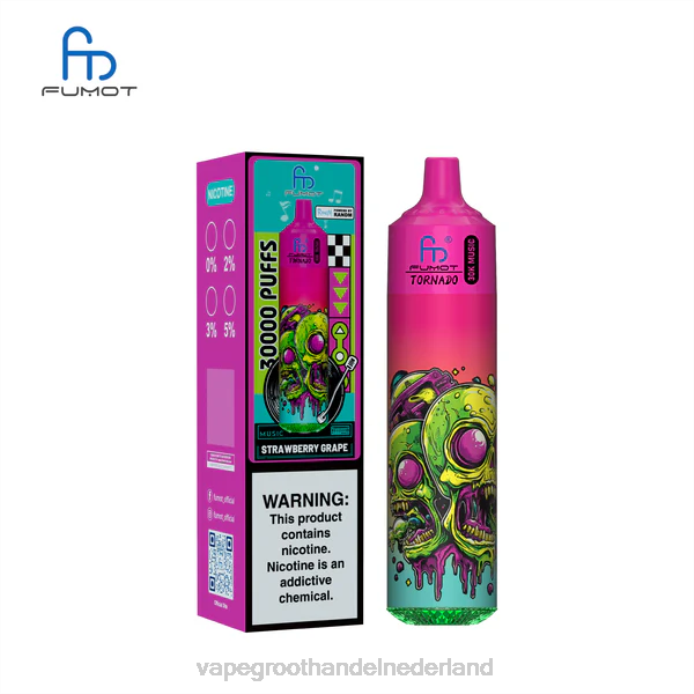 Wegwerpbaar Vape BJ2F27 aardbei druif Fumot Tornado 30k muziek