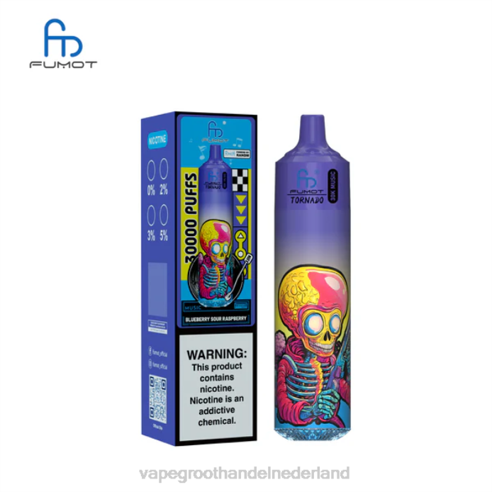 Wegwerpbaar Vape BJ2F6 bosbes zure framboos Fumot Tornado 30k muziek