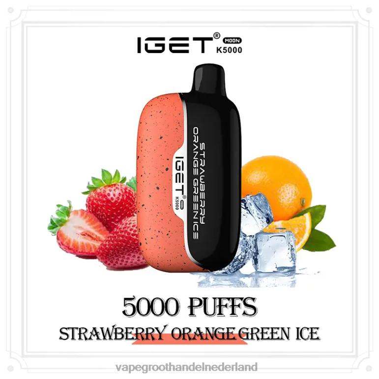 Vape Bestseller 2DHZP12 aardbei oranje groen ijs IGET Moon k5000