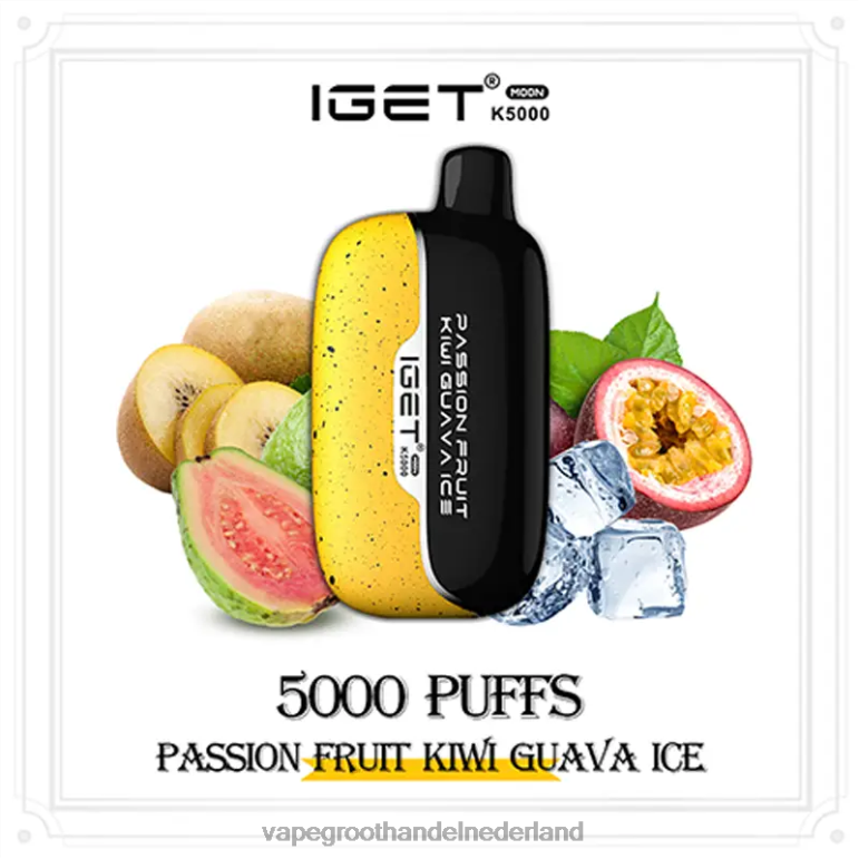 Vape Groothandel Amersfoort 2DHZP2 passievrucht-kiwi-guave-ijs IGET Moon k5000