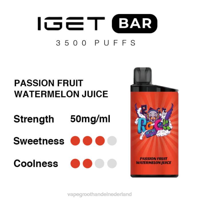 2NRV97 passievrucht-watermeloensap - Vape groothandel Amersfoort IGET BAR 3500 5% nicotine