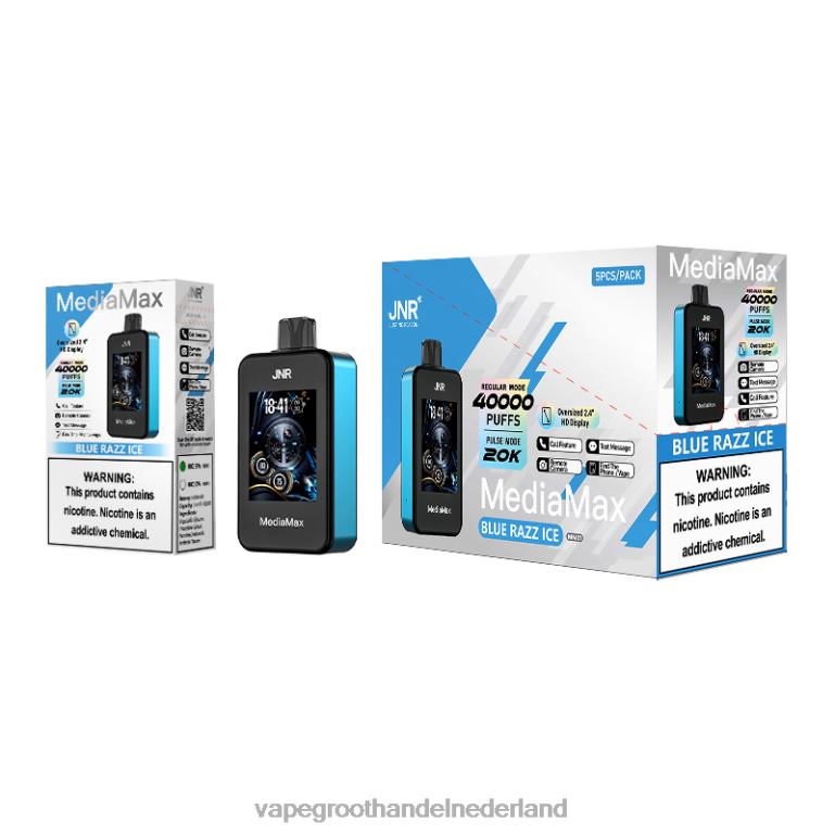 blauw razz-ijs- wegwerpbaar Vape JNR MediaMax 40k trekje 8LT2D21