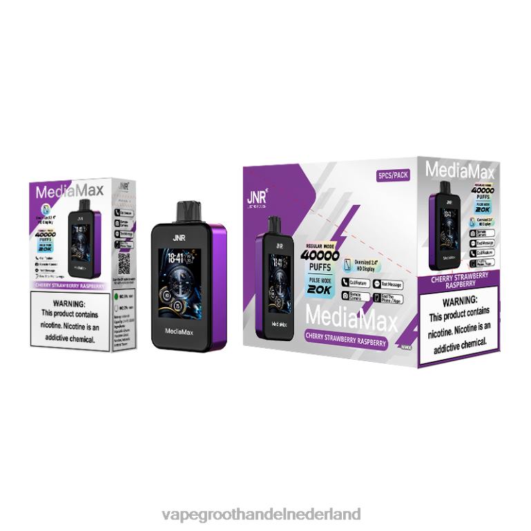 kers aardbei framboos- Vape Nederland JNR MediaMax 40k trekje 8LT2D14