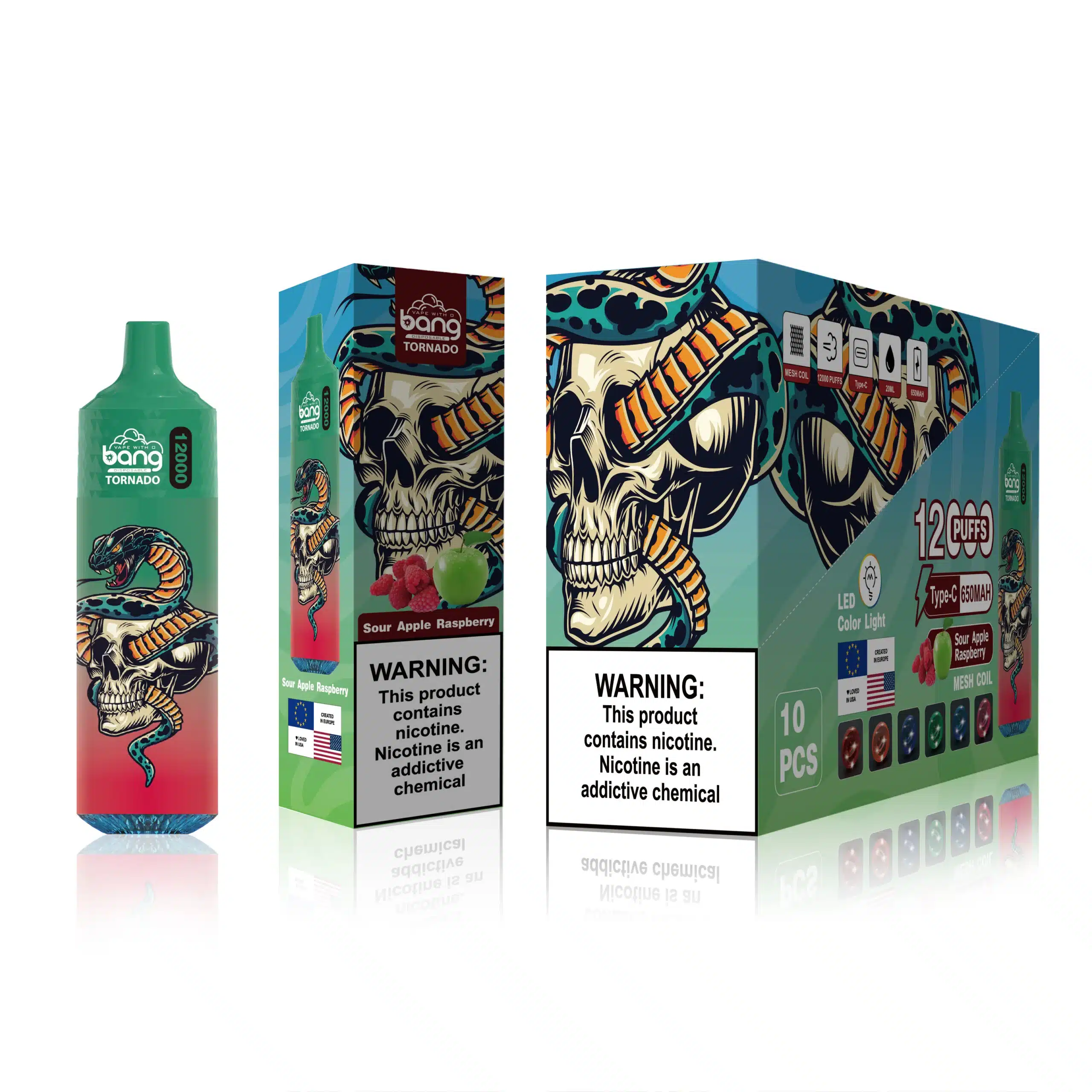 2NRV118 zure appel framboos - Vape groothandel Nederland Bang Box 12000 trekjes