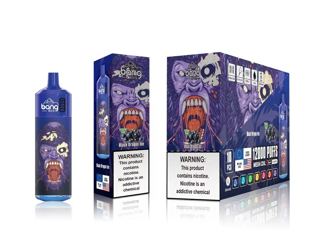 2NRV123 zwart drakenijs - pod systeem Vape Bang Box 12000 trekjes