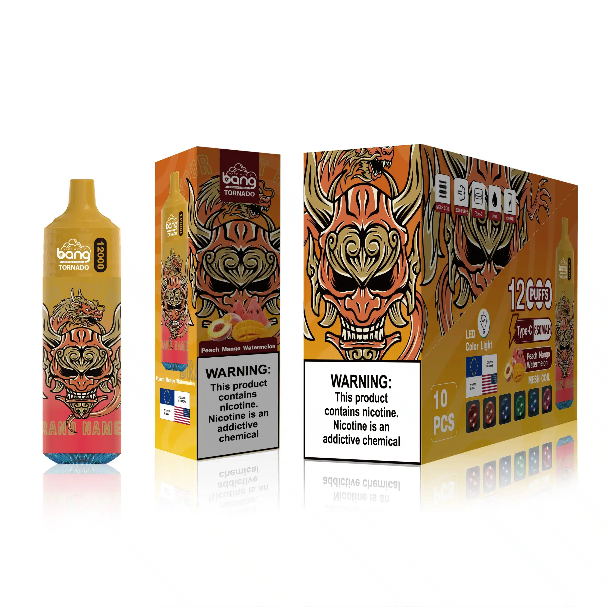 2NRV124 perzik-mango-watermeloen - Vape Nederland Bang Box 12000 trekjes