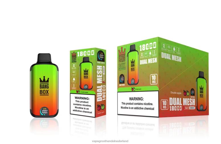 Bang Box 18000 trekjes 2HL2X93 - Vape Groothandel Inkoop dubbele appel