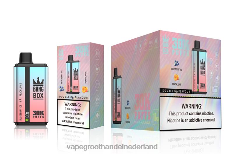Bang Box 30.000 soesjes dubbele smaken 2HL2X63 - Vape Groothandel Inkoop bosbessenijs en perziksap