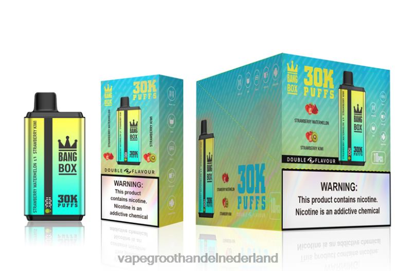 Bang Box 30.000 soesjes dubbele smaken 2HL2X64 - Vape Groothandel Nederland aardbei-watermeloen en aardbei-kiwi
