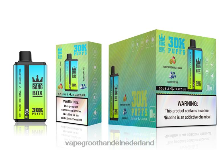 Bang Box 30.000 soesjes dubbele smaken 2HL2X65 - Vape Groothandel Amersfoort Kiwi-passievrucht-guave en bosbessenijs