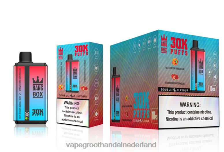 Bang Box 30.000 soesjes dubbele smaken 2HL2X68 - Vape Groothandel Inkoop watermeloen kauwgom en aardbeiwatermeloen