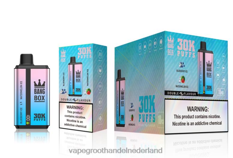 Bang Box 30.000 soesjes dubbele smaken 2HL2X69 - Vape Groothandel Nederland bosbessenijs en watermeloenijs