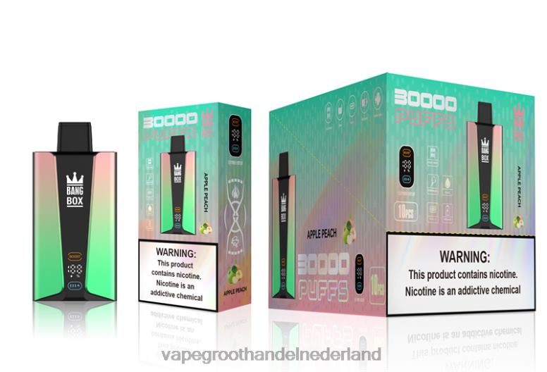 Bang Box 30.000 trekjes slim scherm 2HL2X83 - Vape Groothandel Inkoop appel perzik