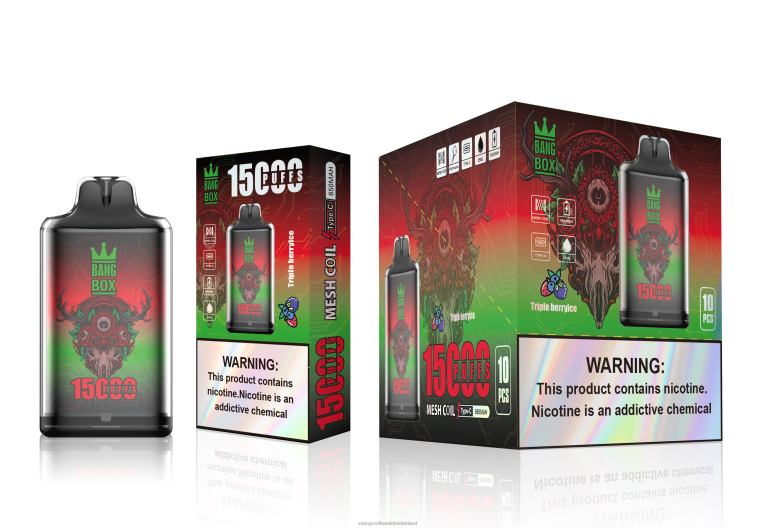 Bang Box s1-15000 trekjes 2HL2X104 - Vape Groothandel Nederland drievoudig bessenijs
