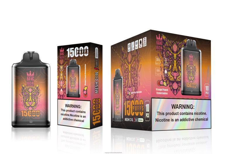 Bang Box s1-15000 trekjes 2HL2X107 - Vape Bestseller mango perzik watermeloen