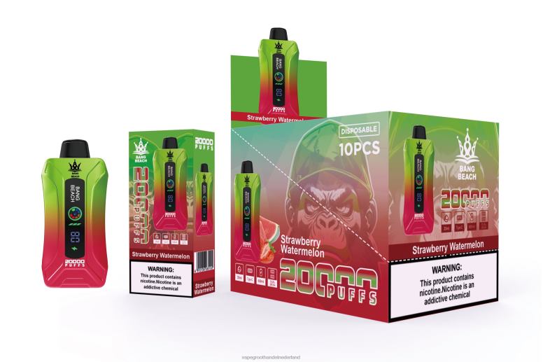 Bang Beach 20.000 trekjes slimme schermvape 2HL2X3 - Groothandel Vape Wegwerp aardbei watermeloen