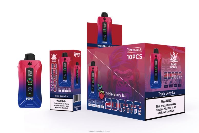 Bang Beach 20.000 trekjes slimme schermvape 2HL2X8 - Groothandel Vape Wegwerp drievoudig bessenijs