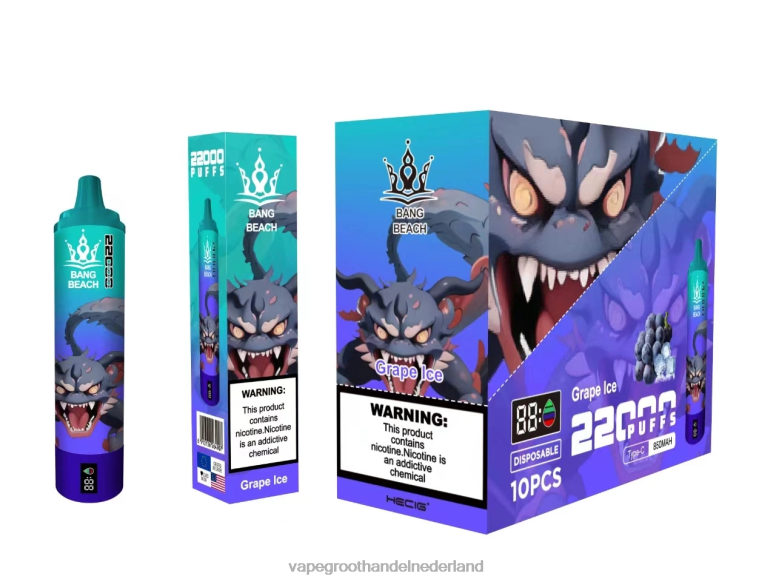 Bang Beach 22000 trekjes slim scherm 2HL2X19 - Vape Bestseller druiven ijs