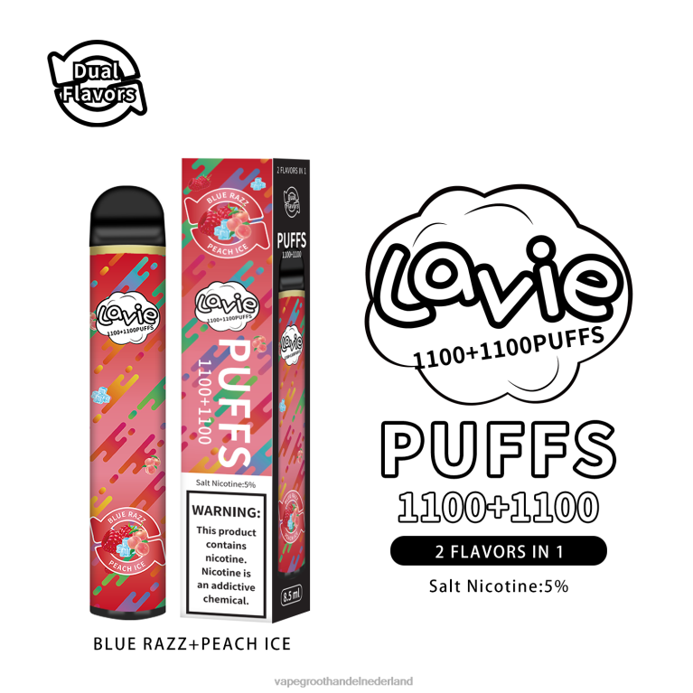 LAVIE BAR Switch 2200 trekjes 60LDV298 | Vape Groothandel Amersfoort blauw razz/perzikijs