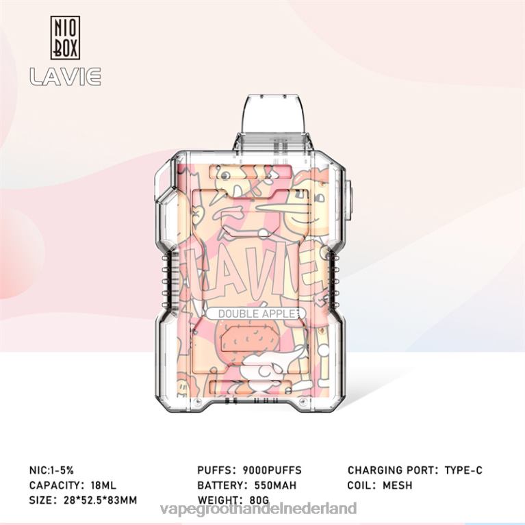 LAVIE NIO BOX 9000 trekjes 60LDV195 | Groothandel Vape Wegwerp dubbele appel