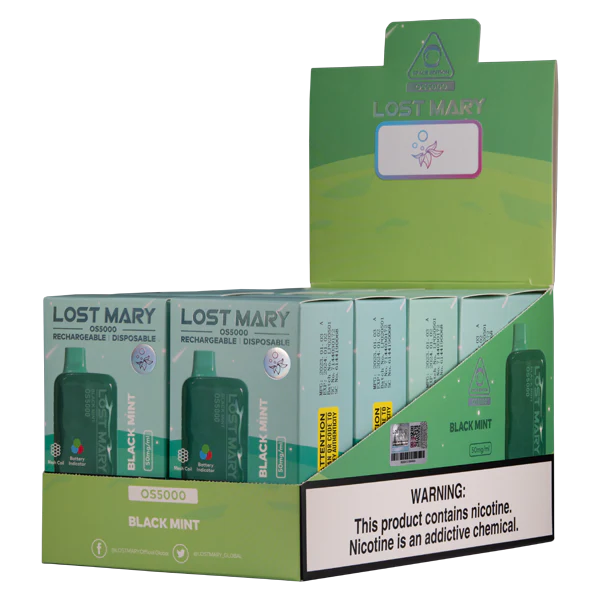 2NRV106 zwarte munt - wegwerp Vape Groningen LOST MARY OS5000
