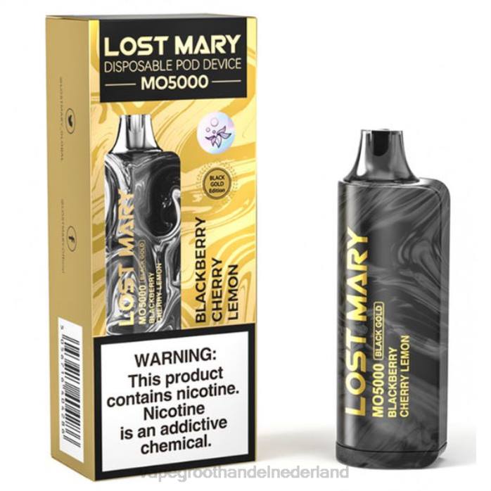 2NRV343 bramen kers citroen - pod systeem Vape LOST MARY MO5000 zwart goud 10ml