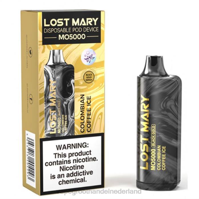 2NRV344 Colombiaans koffie-ijs - Vape Nederland LOST MARY MO5000 zwart goud 10ml