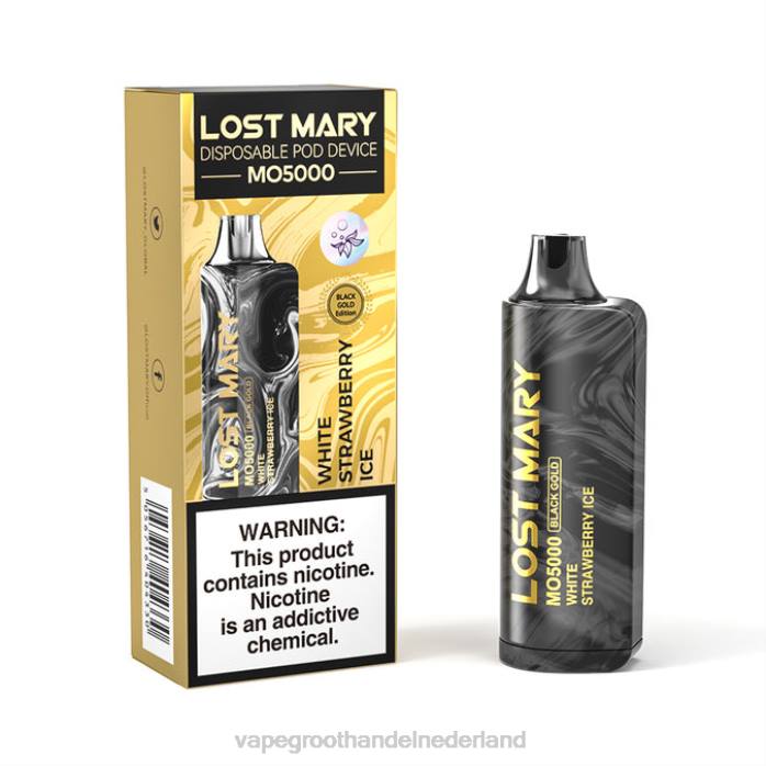 2NRV347 wit aardbeienijs - Vape groothandel Amersfoort LOST MARY MO5000 zwart goud 10ml