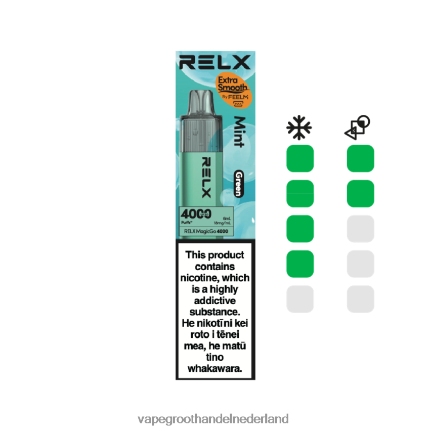Vape Bestseller 88D6JR4 - munt (groen) RELX MagicGo 4000 wegwerpdamp