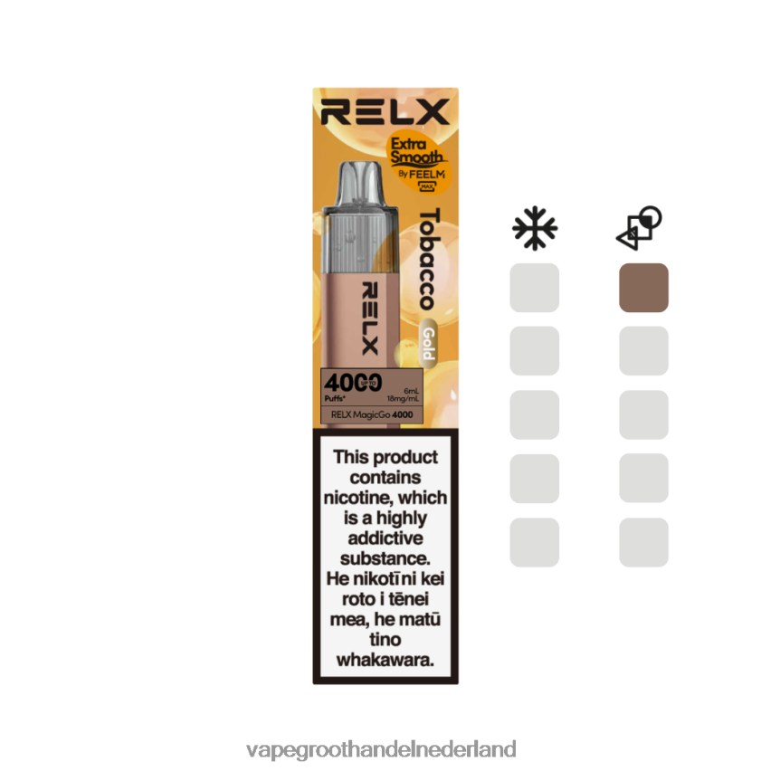 Vape Groothandel Amersfoort 88D6JR2 - tabak (goud) RELX MagicGo 4000 wegwerpdamp