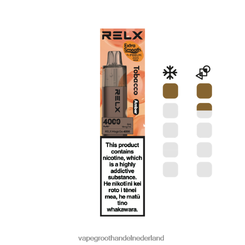 Vape Groothandel Inkoop 88D6JR5 - tabak (amber) RELX MagicGo 4000 wegwerpdamp