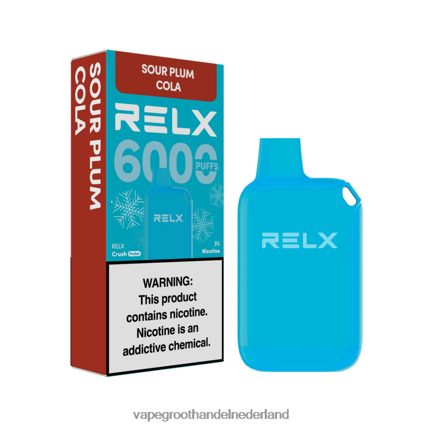 Groothandel Vape Wegwerp 88D6JR19 - zure pruimcola RELX Crush Pocket 6000 ijskoud