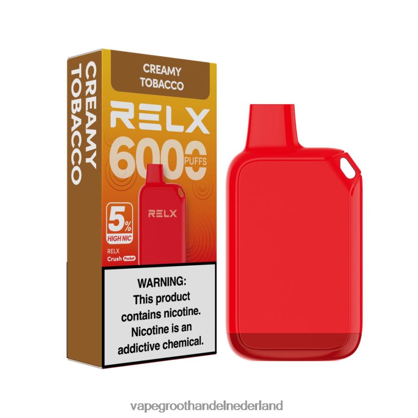 Vape Bestseller 88D6JR28 - romige tabak RELX Crush Pocket 6000 5% hoge nic