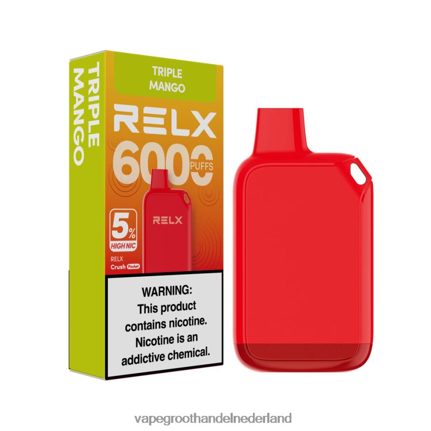 Vape Groothandel Amersfoort 88D6JR26 - drievoudige mango RELX Crush Pocket 6000 5% hoge nic