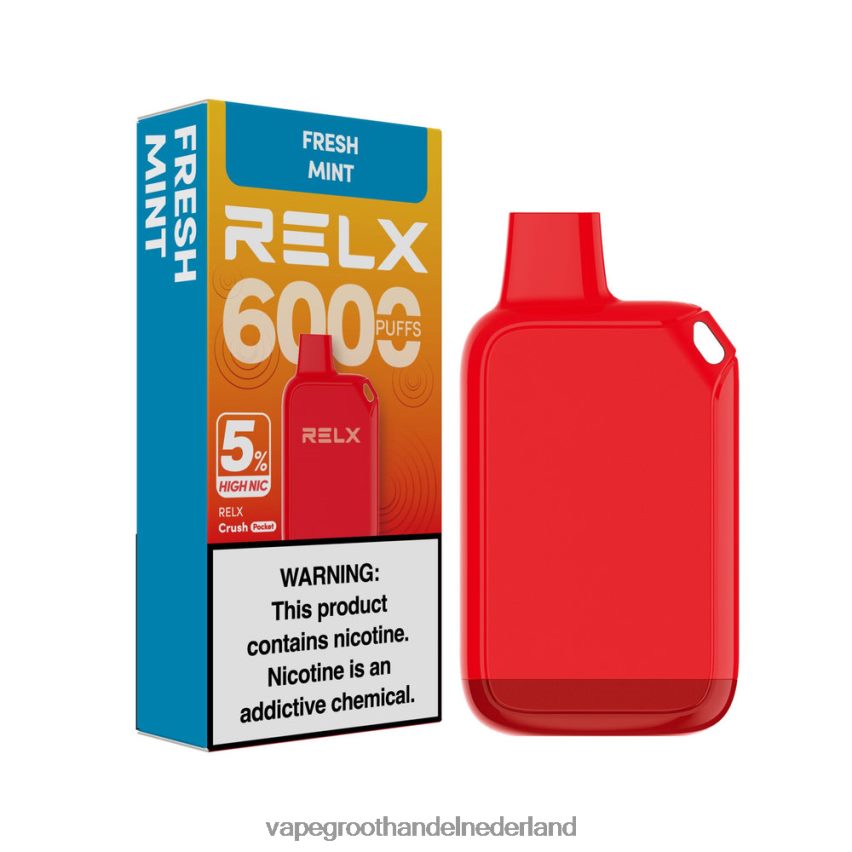 Vape Groothandel Inkoop 88D6JR29 - verse munt RELX Crush Pocket 6000 5% hoge nic