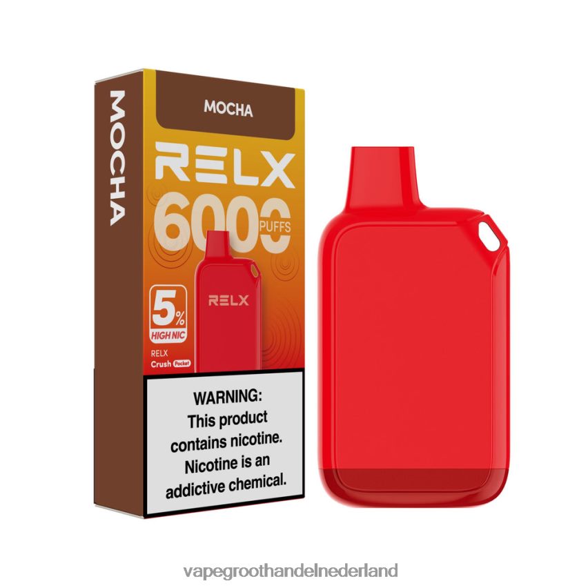 Vape Groothandel Nederland 88D6JR25 - mokka RELX Crush Pocket 6000 5% hoge nic